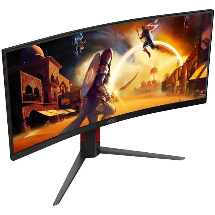 Monitor AOC 34" CU34G4, Fast VA, gaming, Adaptive-Sync, AMD FreeSync Premium 180Hz, 0.5ms, HDR10, 2xHDMI, DP, Zakrivljeni 1500R, 3440x1440
