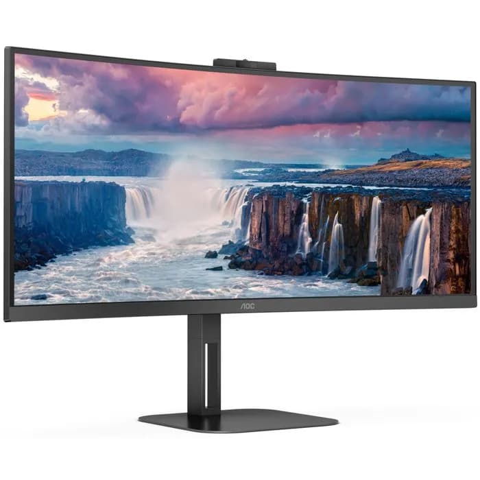 Monitor AOC 34" CU34V5CW, VA, AMD FreeSync 100Hz, 1ms, HDMI, DP, 4xUSB 3.2, USB-C, Kamera, Zvučnici, Zakrivljeni 1500R, 3440x1440