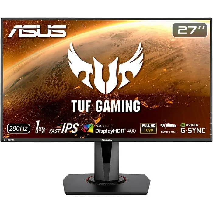 Monitor Asus 27" TUF Gaming VG279QM, Fast IPS, gaming, Adaptive-Sync, NVIDIA G-Sync 240Hz (280Hz OC), 1ms (GTG), HDR400, 2xHDMI, DP, Zvučnici, Pivot, Full HD