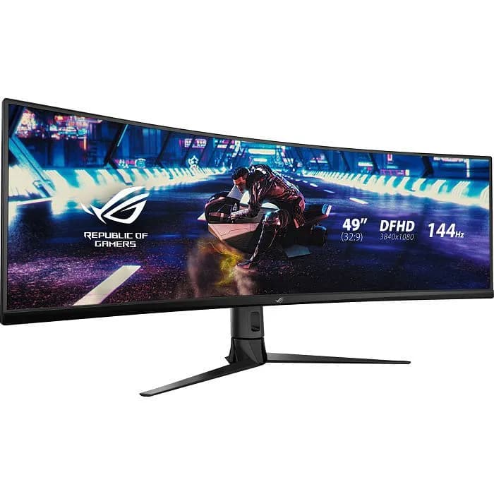 Monitor Asus 49" ROG Strix XG49VQ, VA, gaming, Adaptive-Sync, AMD FreeSync Premium Pro 144Hz, HDR400, 2xHDMI, DP, 2xUSB 3.2, Zvučnici, Zakrivljeni 1800R, 3840x1080