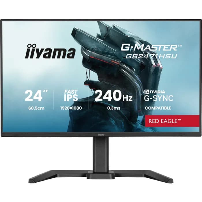 Monitor Iiyama 23.8" G-Master GB2471HSU-B1, Fast IPS, gaming, Adaptive-Sync 240Hz, 0.3ms, HDR10, 2xHDMI, DP, USB 3.2, USB-C, Zvučnici, Pivot, Full HD