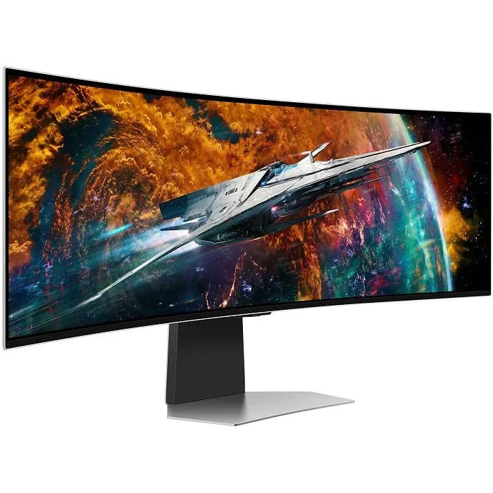 Monitor Samsung 49" Odyssey G9, LS49CG950SU, OLED, gaming, AMD FreeSync Premium Pro 240Hz, 0.03ms (GTG), HDR400, Micro HDMI, HDMI, DP, 3xUSB 3.0, WiFi 5, BT 5.2, Zvučnici, Zakrivljeni 1800R, 5120x1440