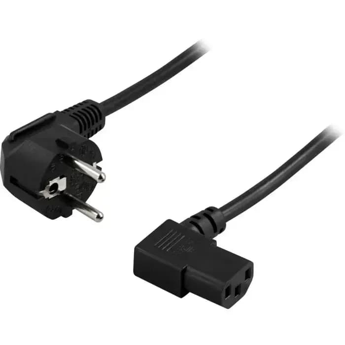 Naponski kabel Deltaco 1902306, kutni, 3.0m, crni