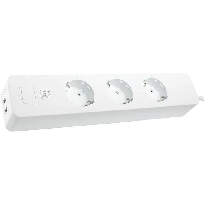 Pametna produžna letva Deltaco SH-P03USB2, 3xŠuko, 2xUSB-A, 1.5m, bijela