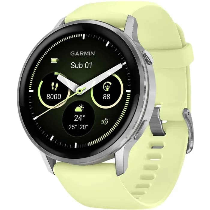 Pametni sat Garmin Venu 4, 45mm, srebrni s remenom boje limuna