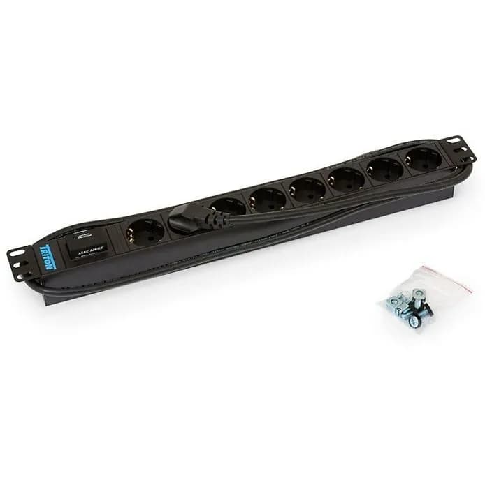 PDU Triton RAB-PD-X08-A1, 8xŠuko priključaka, s prenaponskom zaštitom, 2.0m, crni