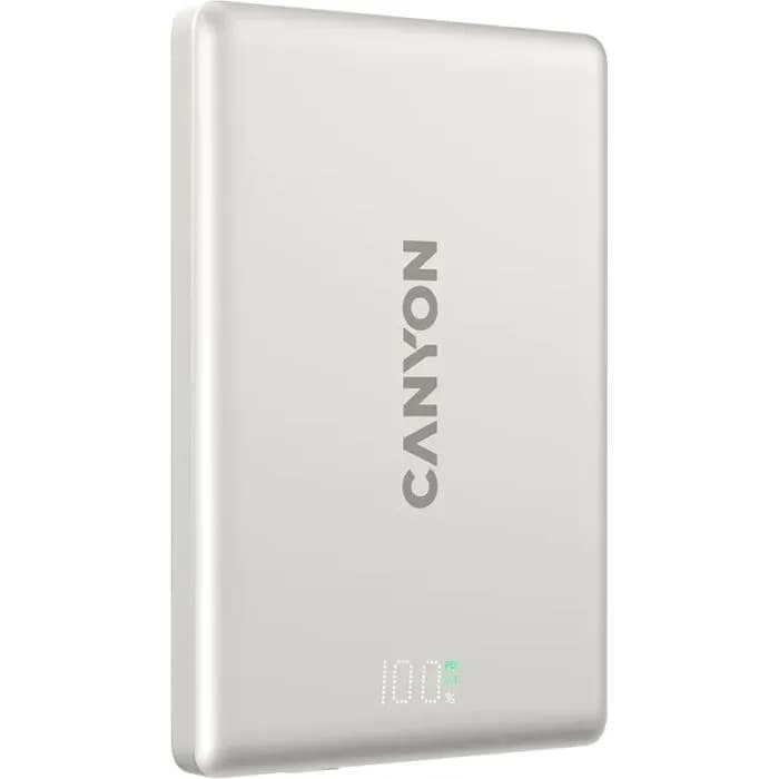 Power bank Canyon OnPower 500, 5000mAh, 20W, bežično magnetsko punjenje, USB-C, sivi