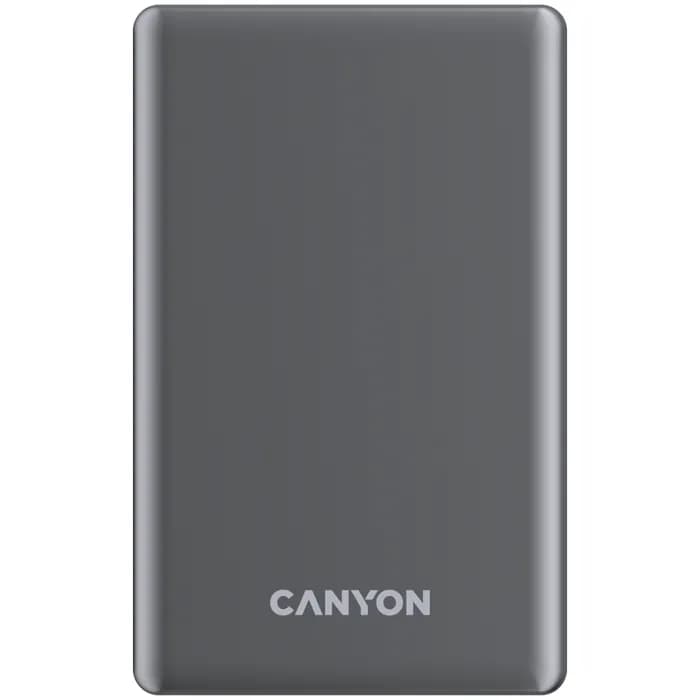 Power Bank Canyon OnPower 510 slim, 10000mAh, 20W, 15W Magsafe, USB-C, tamnosivi