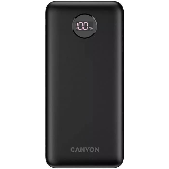 Power Bank Canyon PB-2002, 20000mAh, 22.5W, 2xUSB-A, USB-C, crni