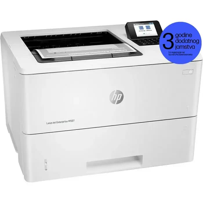 Printer HP LaserJet Enterprise M507dn, 1PV87A, crno-bijeli ispis, kopirka, skener, duplex, LAN, USB, A4