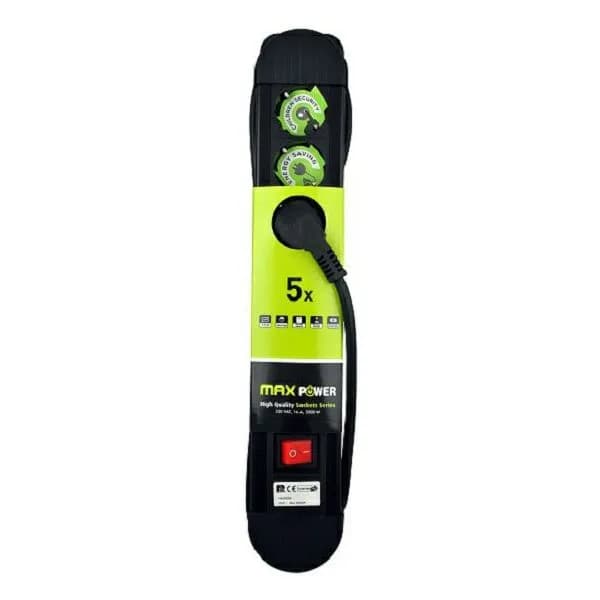 Produžna letva Maxpower FRGKD05, prenaponska zaštita, 5xŠuko, 1.5m, crna