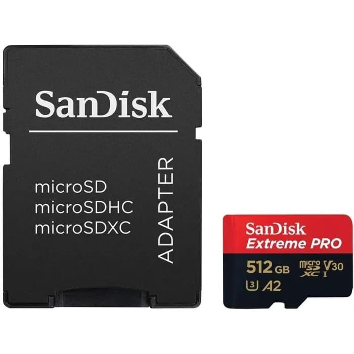 SanDisk Extreme PRO microSDXC 512GB + SD Adapter up to 200MB/s & 140MB/sA2 C10 V30 UHS-I U3