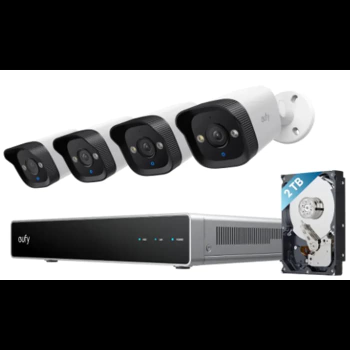 Sigurnosna kamera Eufy by Anker PoE NVR Security System E40, E8P00321, žičana, vanjska, 4K, detekcija pokreta, bijela, 4 komada + video snimač