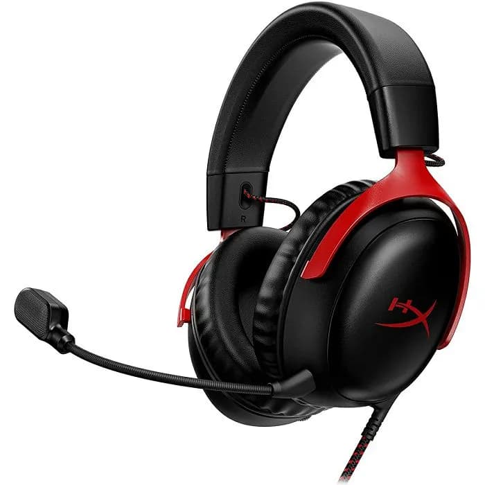 Slušalice HyperX Cloud III, žičane, gaming, DTS, mikrofon, over-ear, PC, PS4, PS5, Xbox, Switch, crveno-crne