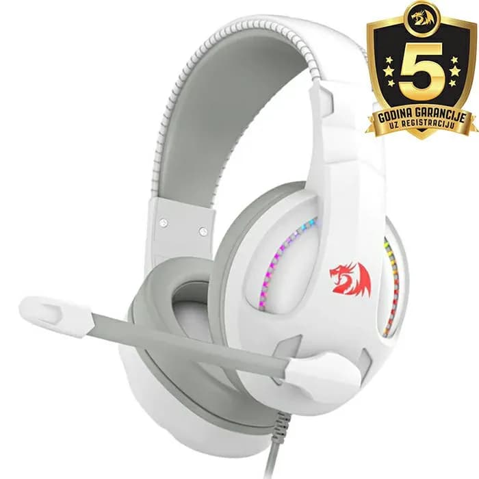Slušalice Redragon Cronus H211W-RGB, žičane, gaming, 7.1, mikrofon, over-ear, RGB, PC, Xbox, bijele