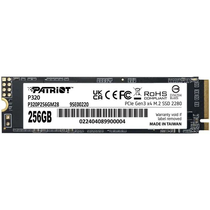 SSD Patriot P320, 256GB, M.2 NVMe PCIe Gen3, R3000/W2200