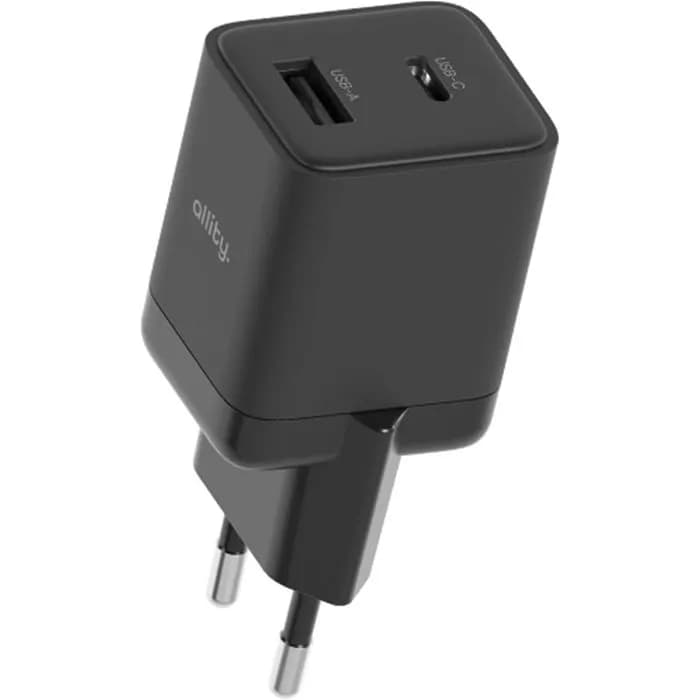 Strujni punjač Allity ATC-01-30WAC, 30W, USB-A, USB-C, QC, PD, Black