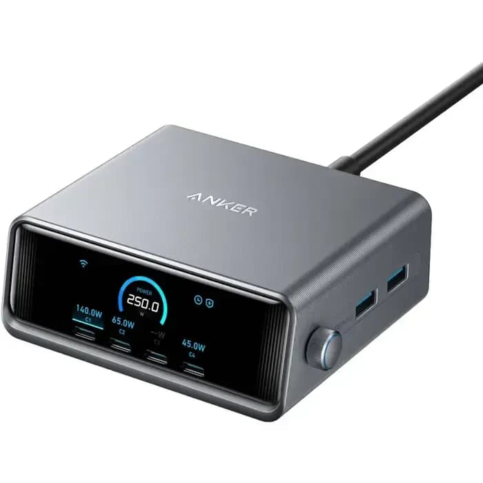 Strujni punjač Anker Prime A2345341, 250W, 4xUSB-C, 2xUSB-A, srebrni