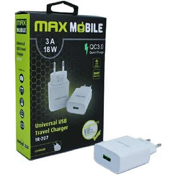 Strujni punjač Max Mobile TR207, 18W Quick Charge 3.0, USB-A, bijeli