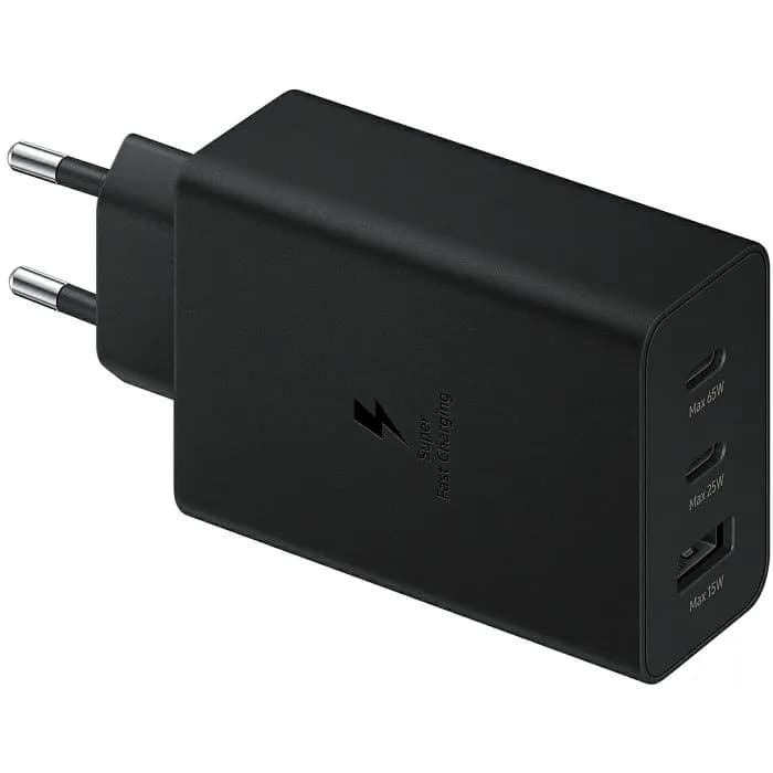 Strujni punjač Samsung Trio, 65W Super Fast Charging, USB-A, 2xUSB-C, crni