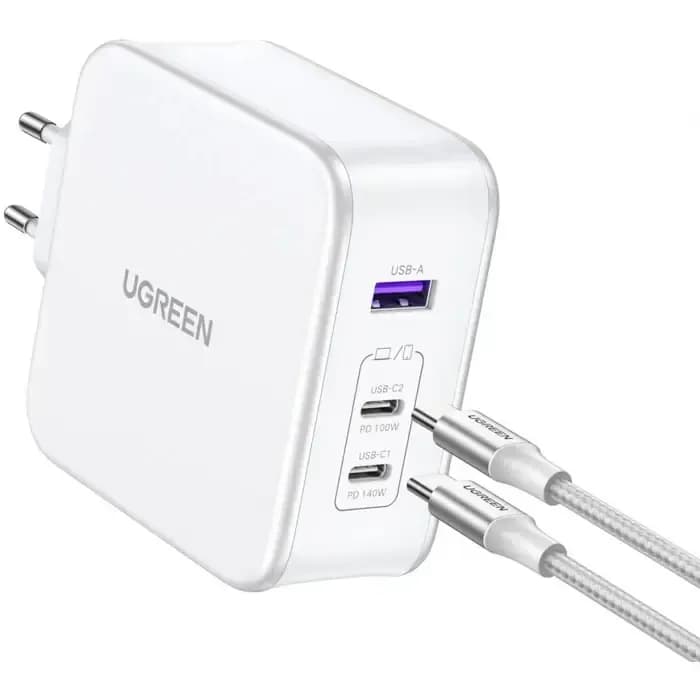Strujni punjač Ugreen Nexode 15339, 140W, USB-A, 2xUSB-C, bijeli