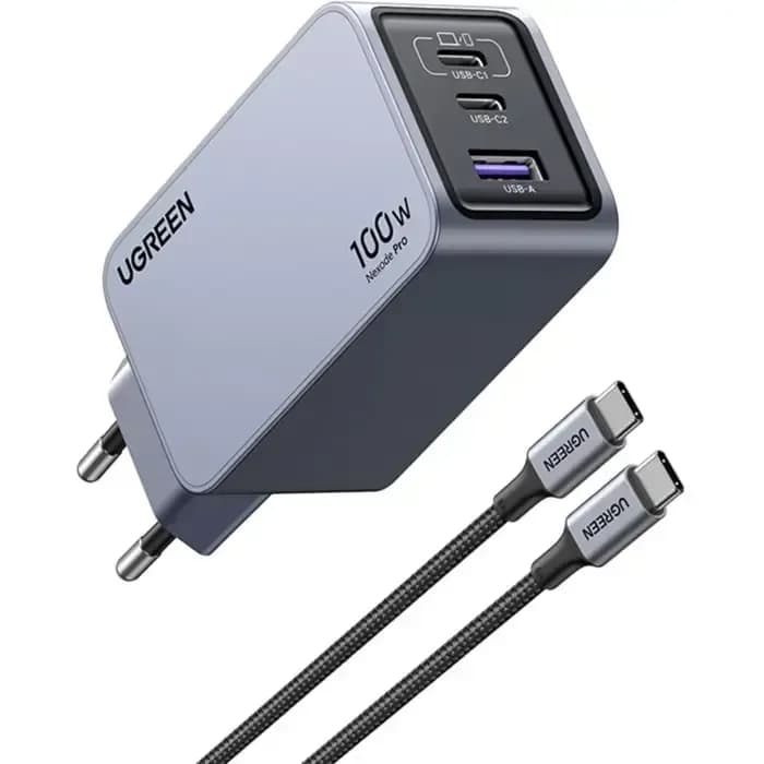 Strujni punjač Ugreen Nexode Pro 25874, 100W, USB-A, 2xUSB-C, sivi