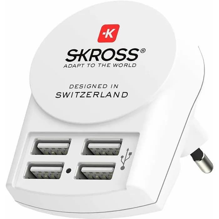 Strujni punjač/Putni adapter Skross Europe USB (4xA), 24W, 4xUSB-A, bijeli, 1.302422