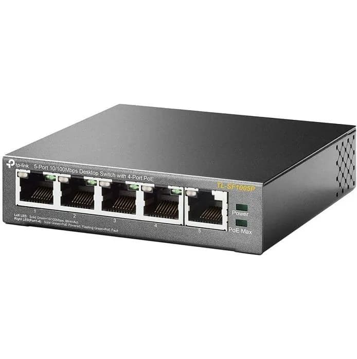 Switch TP-Link TL-SG1005P, 5 portni Gigabit, 1x10/100/1000Mbps, 4x10/100/1000Mbps PoE 15.4W, unmanaged, crni