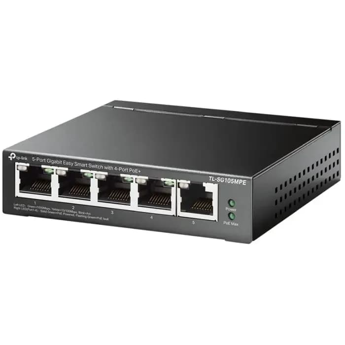 Switch TP-Link TL-SG105MPE, 5 portni Gigabit, 5x10/100/1000Mbps PoE+, unmanaged, crni