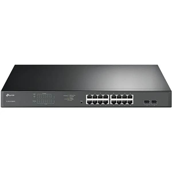 Switch TP-Link TL-SG1218MPE, 16 portni Gigabit, 16x10/100/1000Mbps PoE+, 2x1Gbps SFP, smart (unmanaged), crni