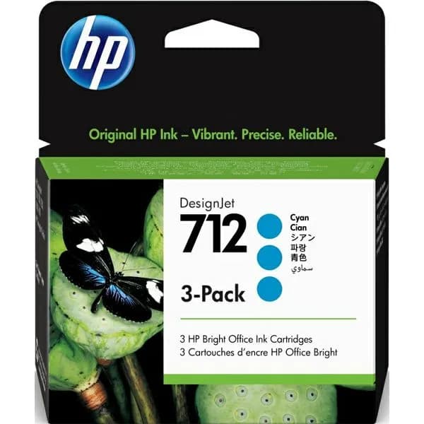 Tinta HP 3ED77A, No.712, Cyan (3 pack)