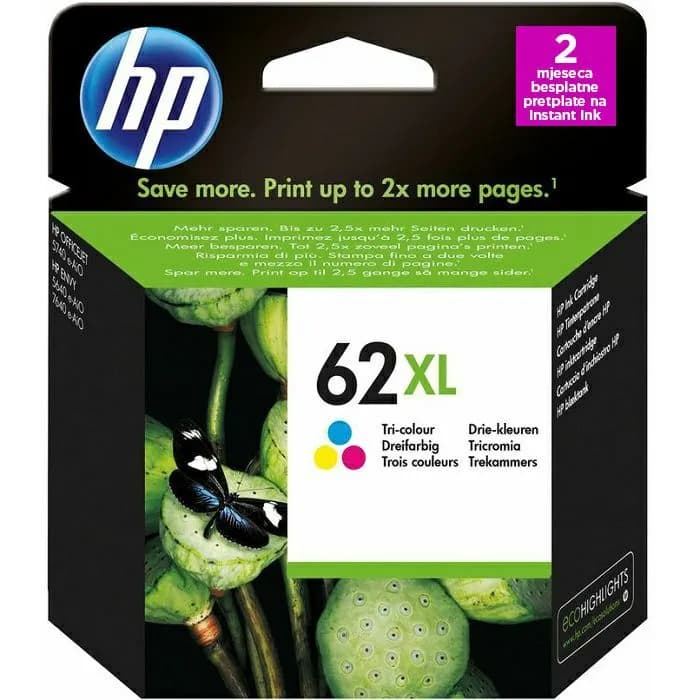 Tinta HP C2P07AE, No.62XL, Tri-color