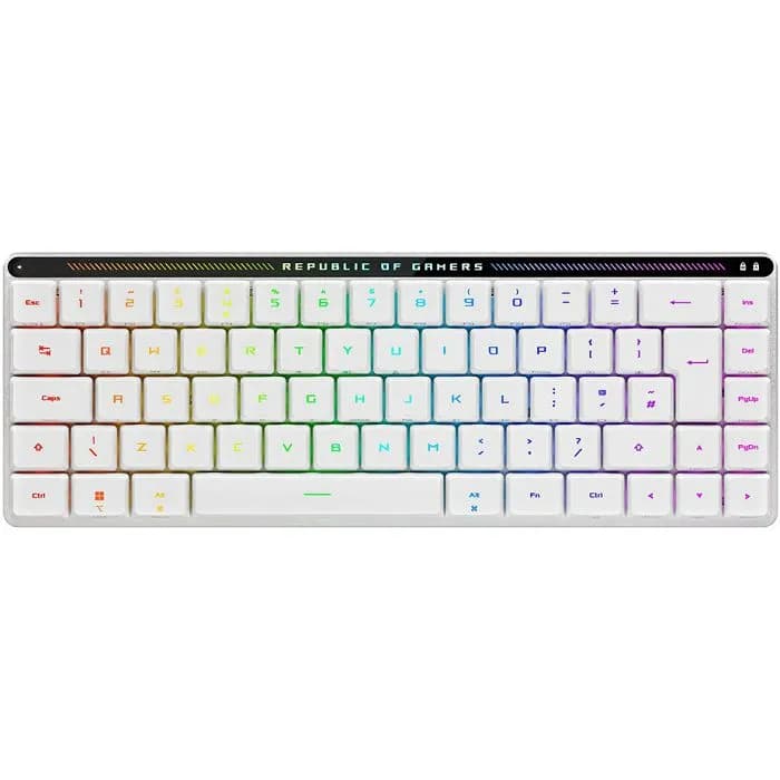 Tipkovnica Asus ROG Falchion RX Low Profile, bežična, gaming, mehanička, ROG RX Red LP switches, RGB, TKL, UK Layout, bijela