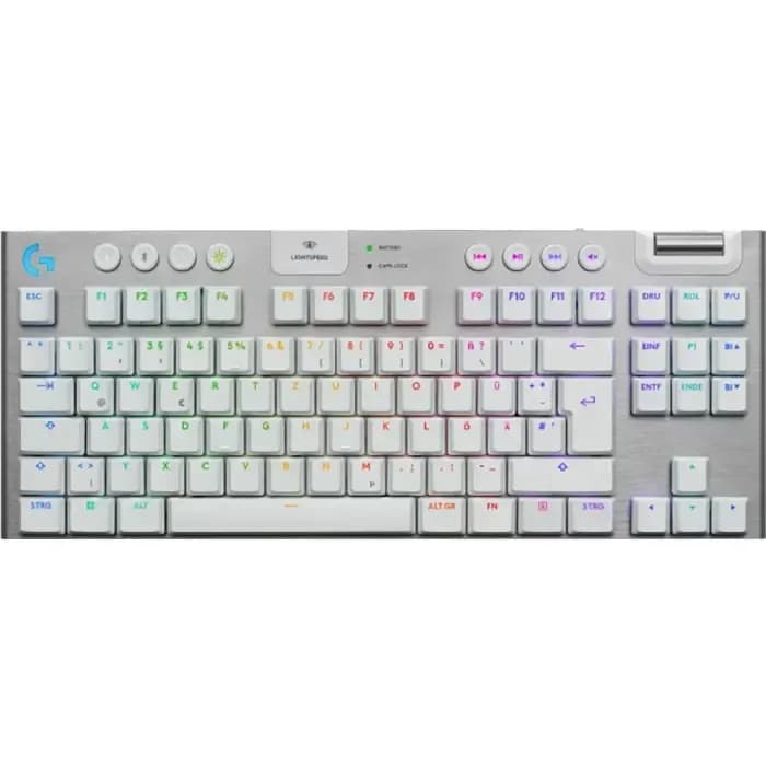 Tipkovnica Logitech G915 X Lightspeed TKL, bežična, gaming, mehanička, GL tactile switches, US Layout, RGB, bijela