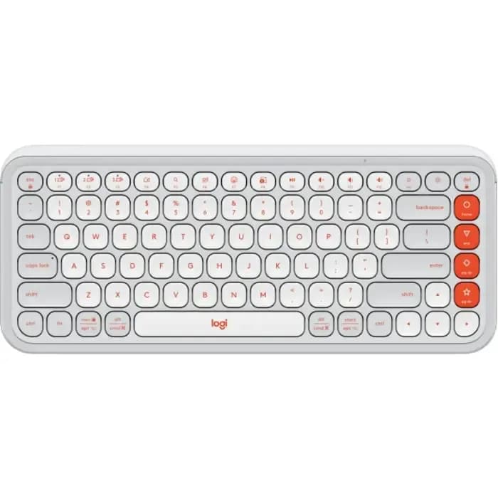 Tipkovnica Logitech Pop Icon Keys, bežična, bluetooth, bijelo-narančasta