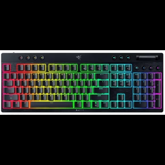 Tipkovnica Razer BlackWidow V4 Low-profile HyperSpeed, bežična, gaming, mehanička, green mechanical clicky switches, RGB, US/HR Layout, Black