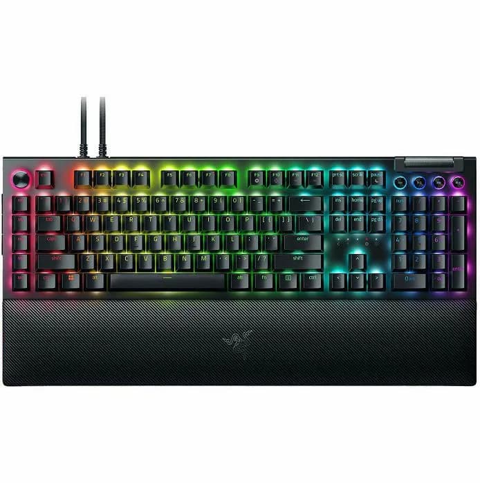Tipkovnica Razer BlackWidow V4 Pro, žičana, gaming, mehanička, yellow switches, RGB, UK/HR layout, crna, RZ03-04682000-R3W1