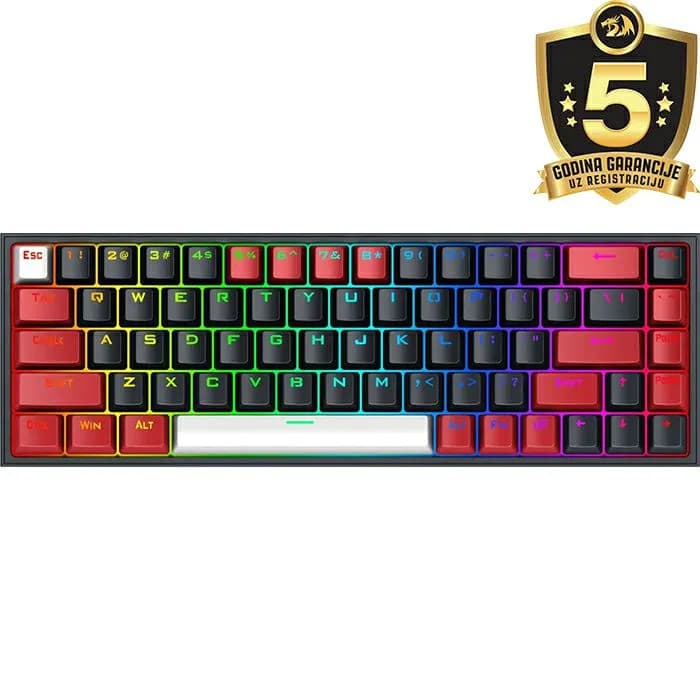Tipkovnica Redragon Castor K631 Pro, bežična, bluetooth, gaming, mehanička, red switches, RGB, TKL