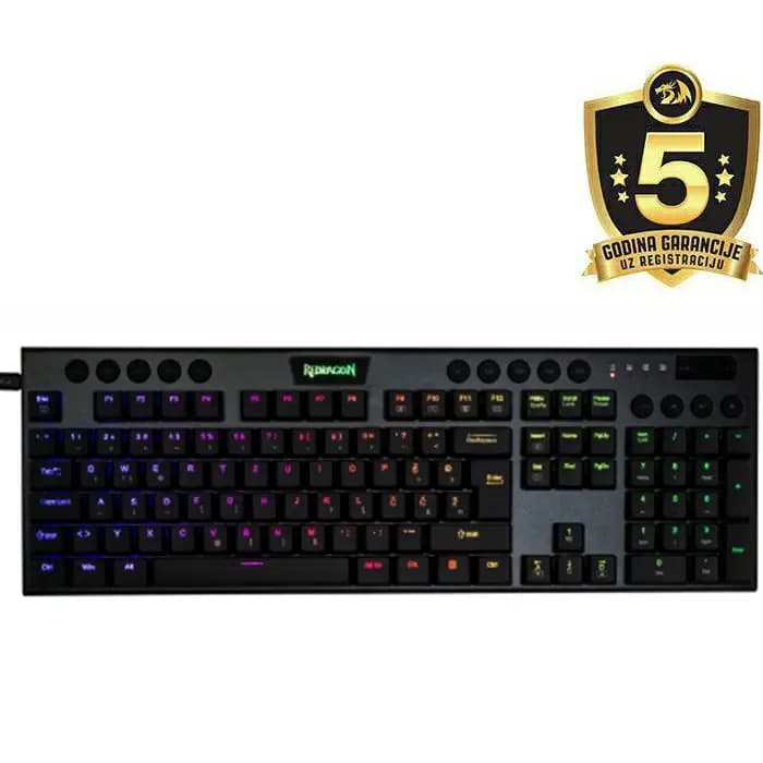 Tipkovnica Redragon Horus K619-RGB, žičana, gaming, mehanička, red switches, HR Layout, crna