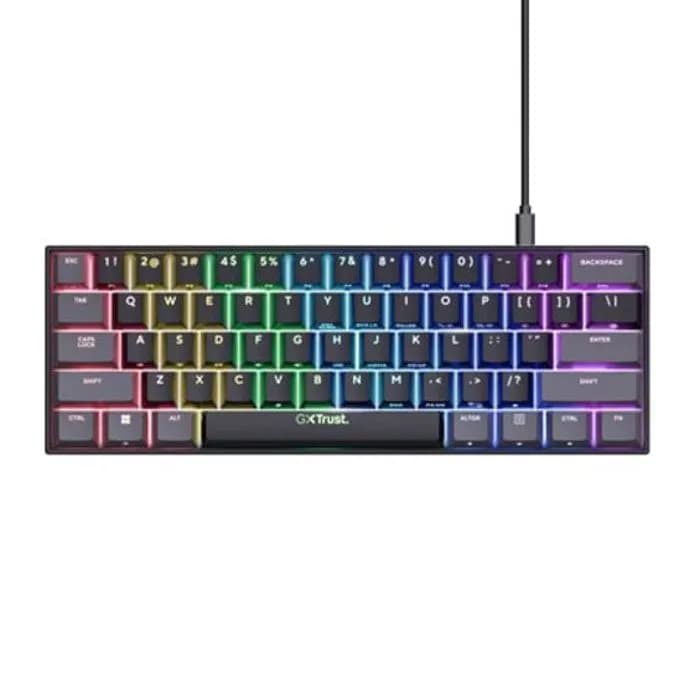 Tipkovnica Trust GXT 867 Acira, žičana, gaming, mehanička, US Layout, RGB, Black