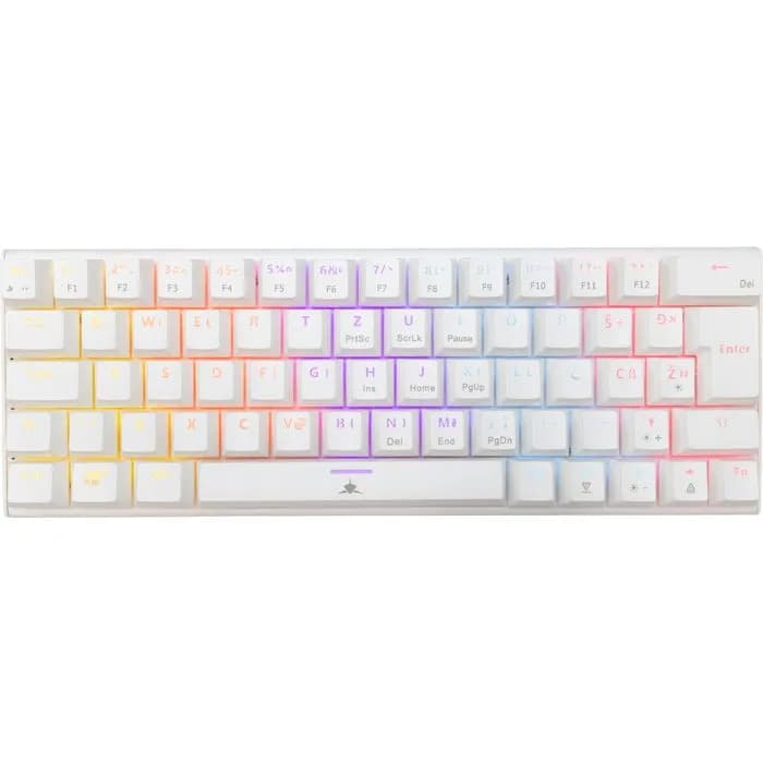 Tipkovnica White Shark GK-002222V2 Wakizashi 2, žičana, gaming, mehanička, blue switches, UK/HR Layout, LED, TKL, bijela