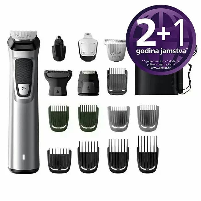 Trimer Philips Multigroom 7000 Series MG7736/15, 16 nastavaka, sivi