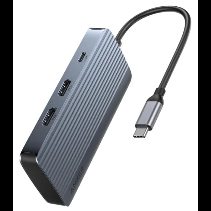 USB Hub Anker A83740A2, 1xUSB-C PD 100W, 4xUSB-A, 2xHDMI, sivi