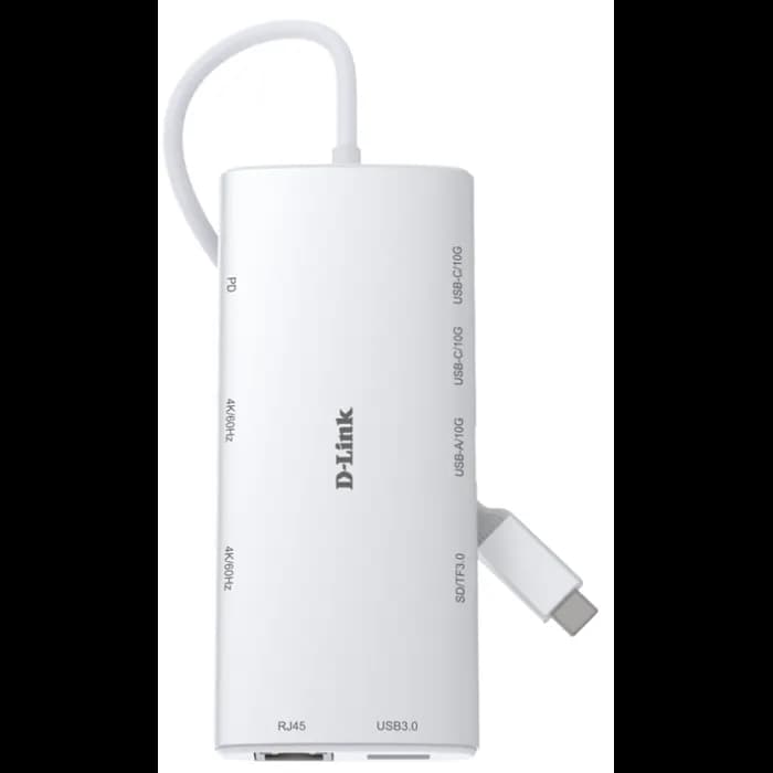USB Hub D-Link DUP-A01, 1xUSB-C PD 100W, 2xUSB-C, 2xUSB-A, 2xHDMI, 1xLAN (RJ45), bijeli