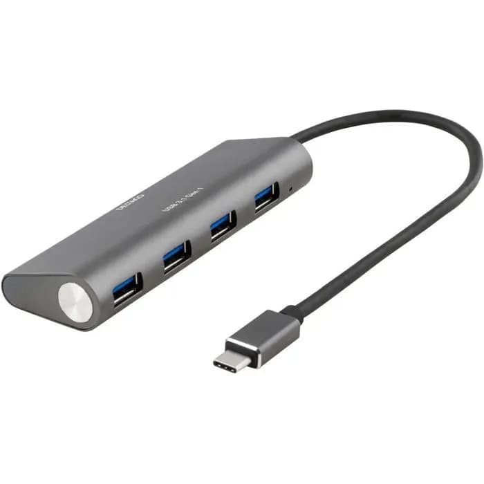 USB Hub Deltaco GL3520, 4xUSB-A 3.1, sivi