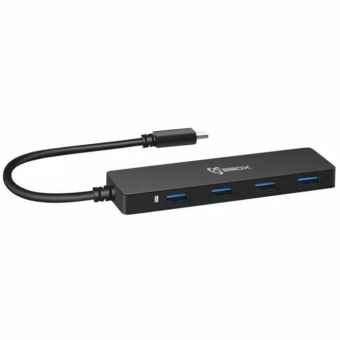 USB Hub SBOX H-404C, 4xUSB-A 3.0, crni