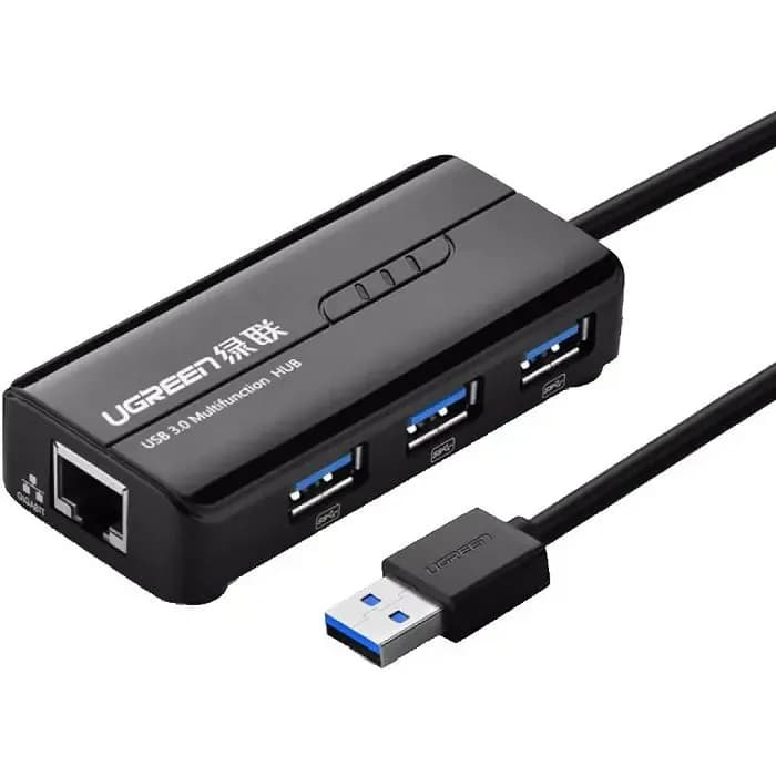 USB Hub Ugreen 20265, 3xUSB-A 3.0 + RJ45, crni