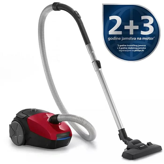 Usisavač Philips PowerGo FC8243/09, 3L, 900W, crno-crveni