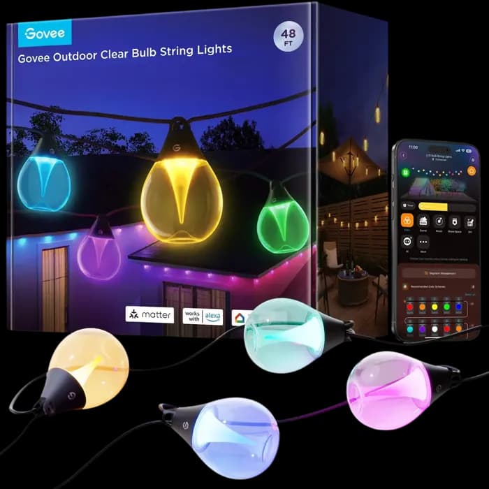 Vanjska rasvjeta Govee Outdoor String Lights H7025, 14.63m, WiFi, Bluetooth, RGBIC, vodootporna IP67