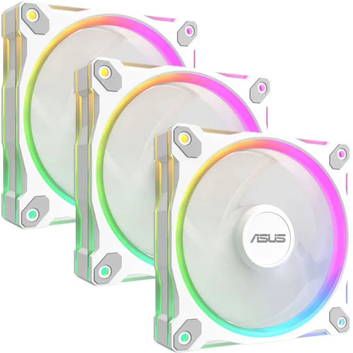 Ventilator za kućište Asus Prime MR120 ARGB Reverse Blade, 120mm, ARGB, PWM, bijeli (3 komada)